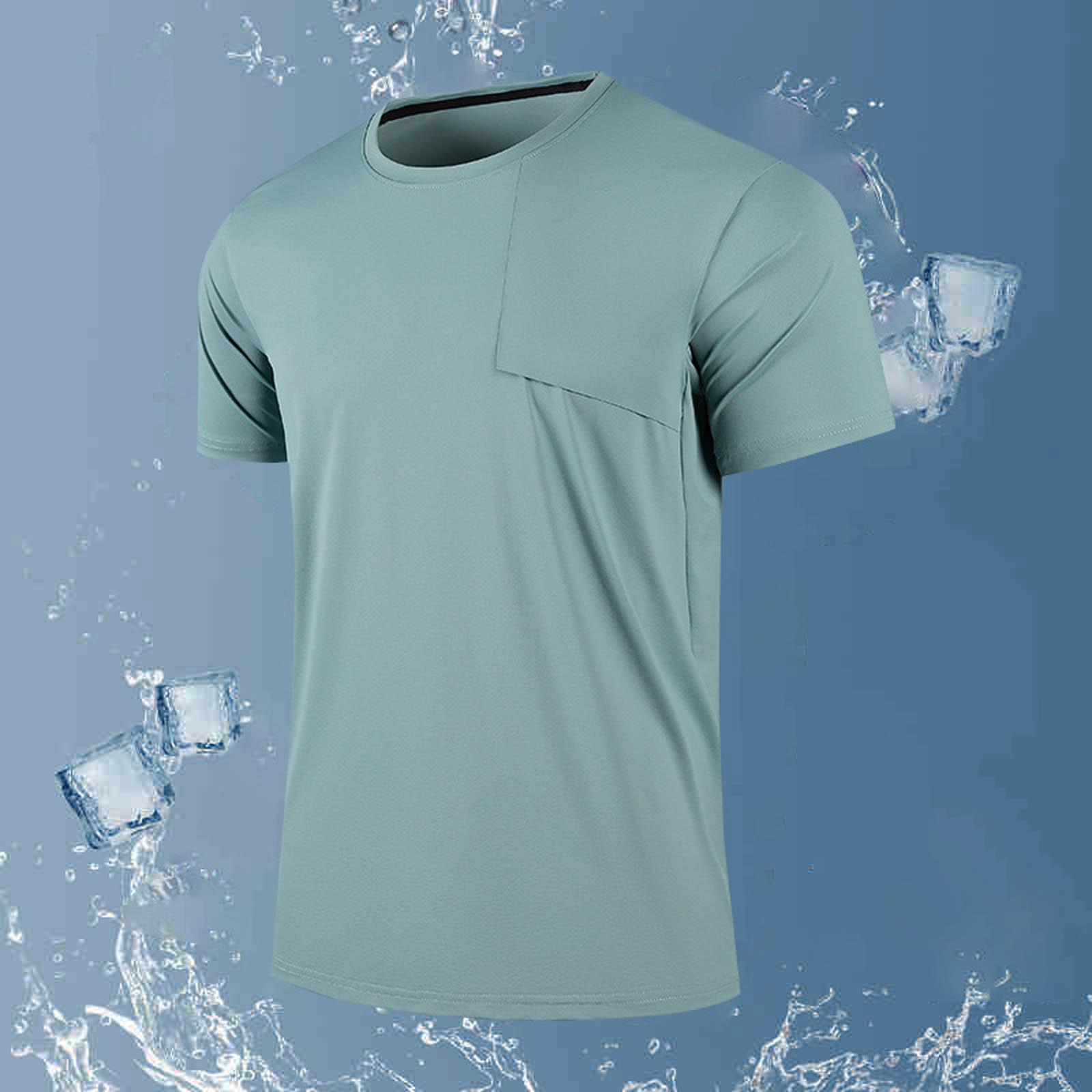thumbnail image 2 of Camiseta de cuello redondo para hombre - Transpirable - Secado rápido - Verano informal - Poliéster, 2 of 4